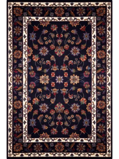 6x9 Handmade Hand Knotted Wool Rug Floral Black