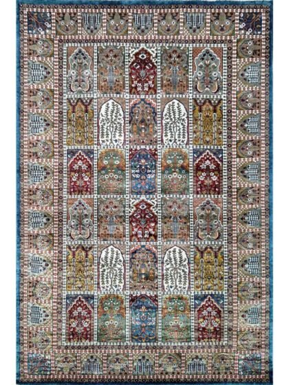 6x9 Feet Hand Knotted Blue Bamboo Silk Rug Hamadan