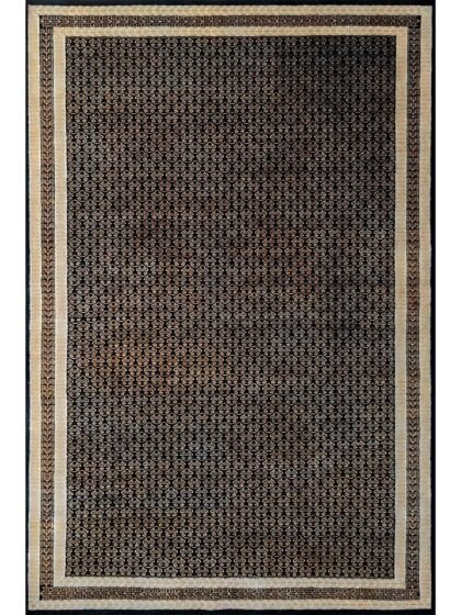 6x9 Feet Black Hand Knotted Wool Rug