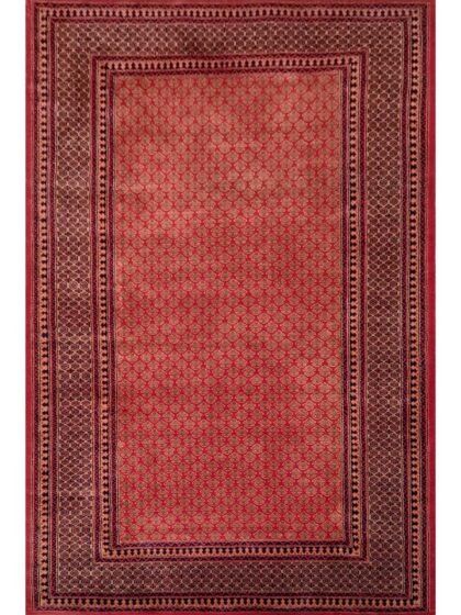 6x9 ft Hand Knotted Red Wool Rug