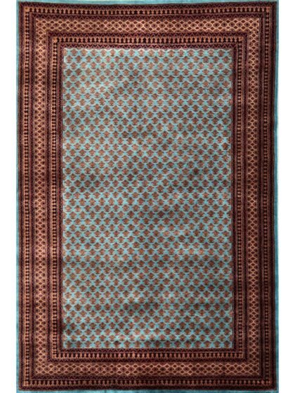 6x9 Feet Turquoise Hand Knotted Wool Rug Lichi