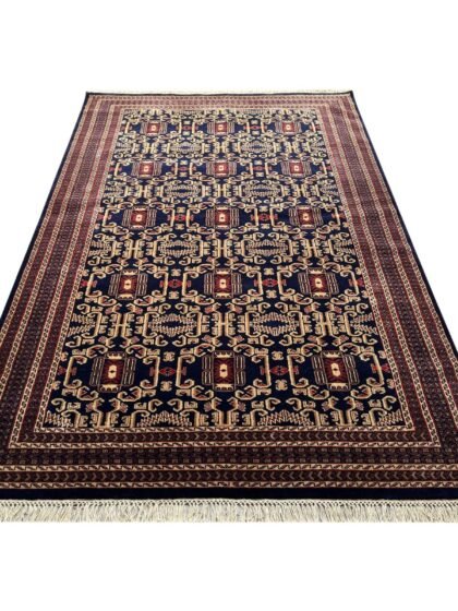 6x9 ft Hand Knotted Wool Rug Black Palace
