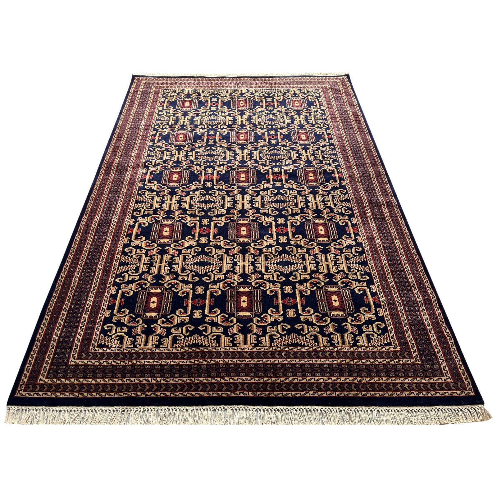 6x9 ft Hand Knotted Wool Rug Black Palace