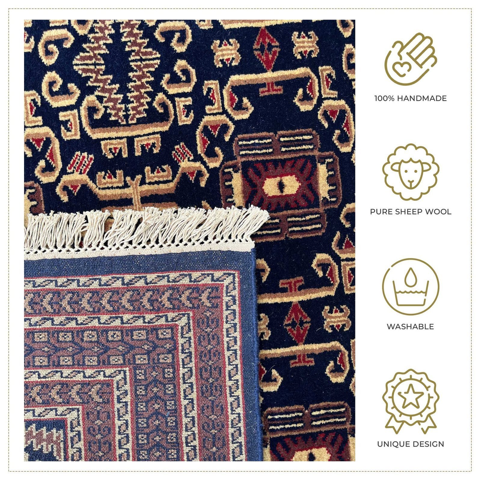 6x9 ft Hand Knotted Wool Rug Black Palace - Image 6