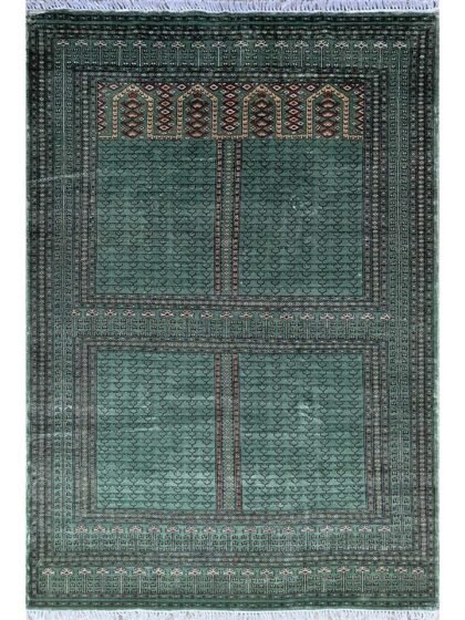 6x9 Feet Green Hand Knotted Bamboo Silk Rug Parda