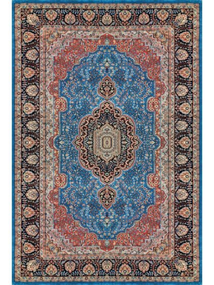 6x9 ft Blue Hand Knotted Persian Wool Rug