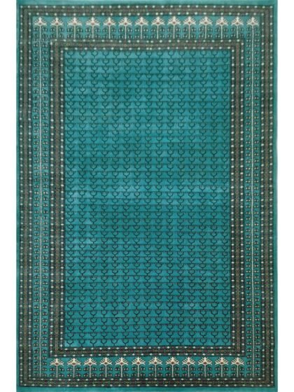 6x9 Ft Hand Knotted Wool Rug Parda Turquoise