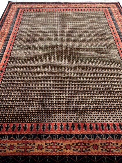 7x10 ft Hand Knotted Wool Rug Black Kanta