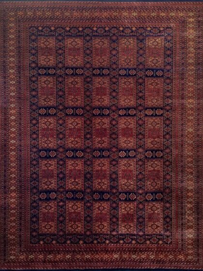8x10 Feet Black & Brown Hand Knotted Wool Rug Dubba