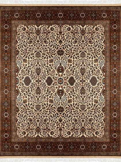8x10 ft Hand Knotte Wool Rug Ivory Indo-kashan