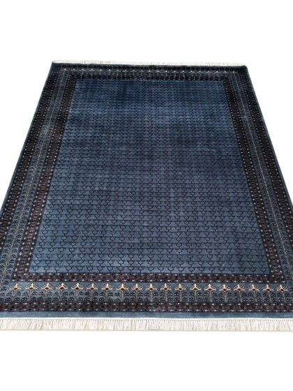 8x10 ft Hand Knotted Woolen Rug Bluish Gray Parda