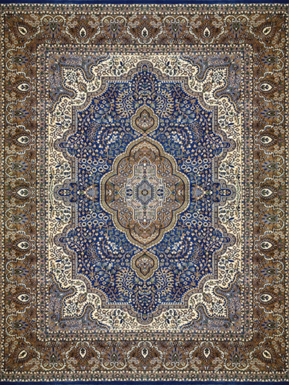 8×10 Feet Blue Persian Hand Knotted Wool Rug Traditional Luxury