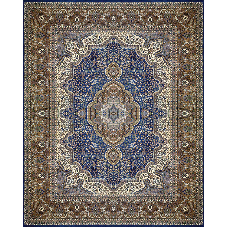 8×10 Feet Blue Persian Hand Knotted Wool Rug Traditional Luxury
