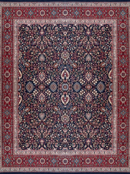 8x10 Feet Wool Black Kashan Hand Knotted Rug