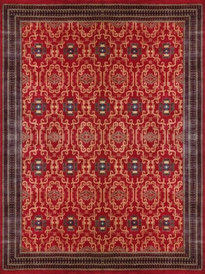 9x12 Ft Handmade Red Wool Rug Palace