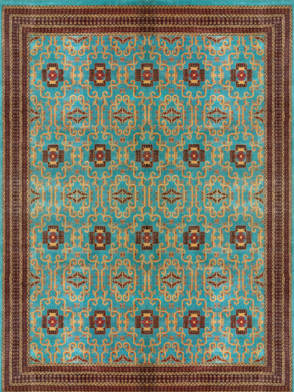 9x12 Ft Handmade Turquoise Wool Rug Palace