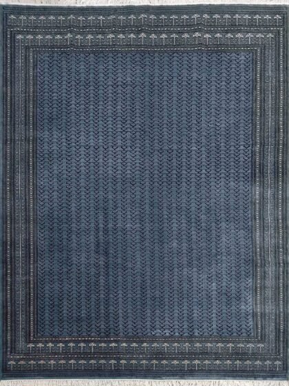 9x12 Feet Wool Royal Gray Handmade Rug Tribal