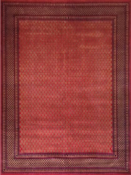 9x12 Feet Handmade Wool Rug Lichi Red