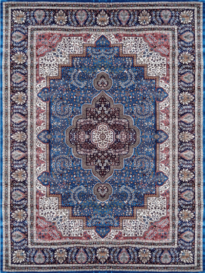 9x12 ft Handmade Knotted Royal Blue Persian Bamboo Silk Rug