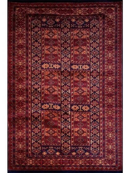 4×6 Feet Black Hand Knotted Wool Rug Dubba