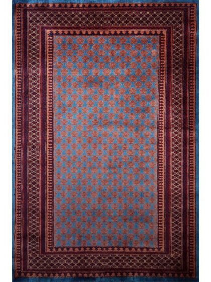 4x6 feet Blue Hand Knotted Lichi Wool Rug