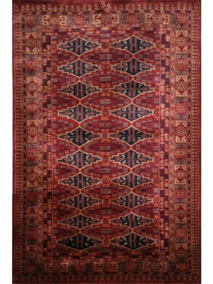 4×6 Feet Hand Knotted Red Wool Rug Bukhara