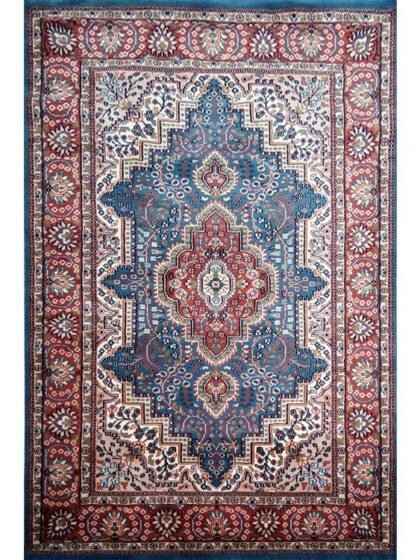 4×6 ft Hand Knotted Persian Blue Rug Wool