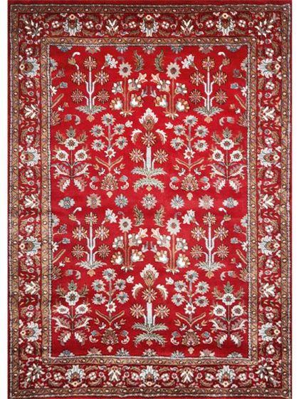 5×7 Feet Handmade Wool Rug Red Hand Knotted Floral Rug