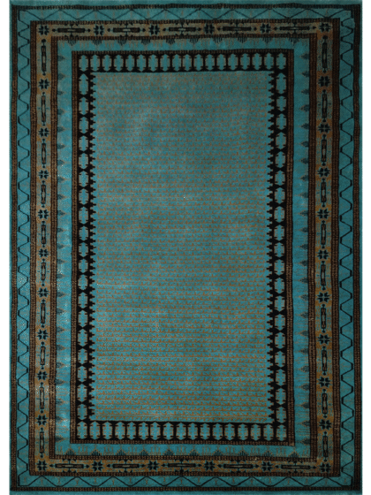 5×7 ft Turquoise Hand Knotted Kanta Rug Wool
