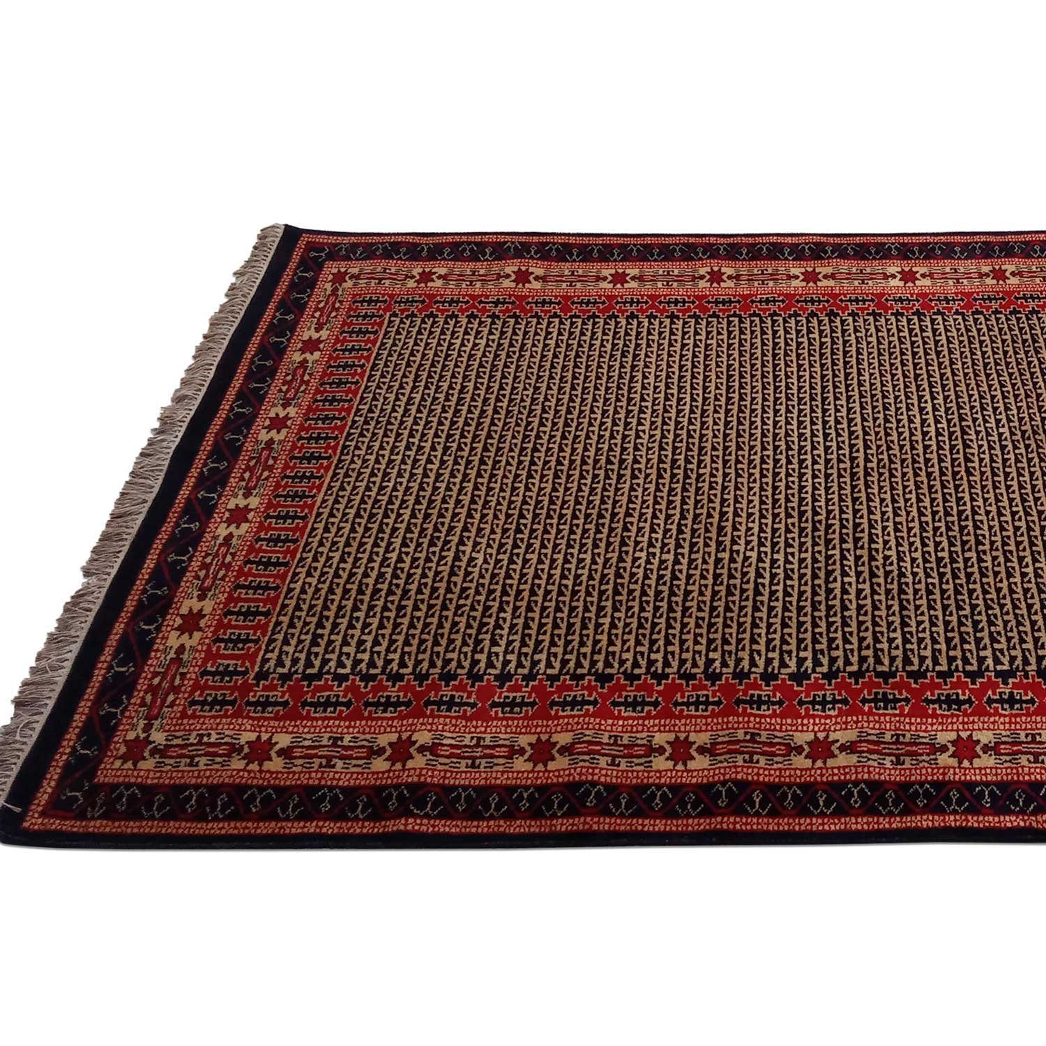 5×7 ft Black Hand Knotted Kanta Rug Wool - Image 5