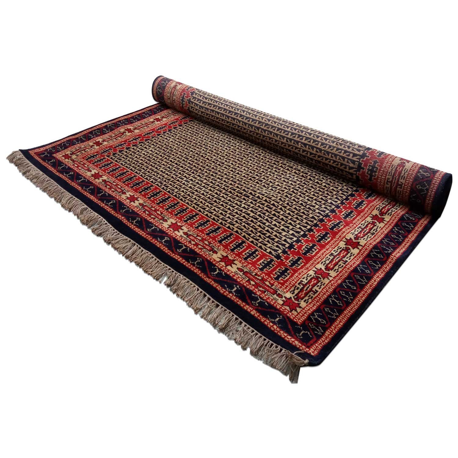5×7 ft Black Hand Knotted Kanta Rug Wool - Image 3