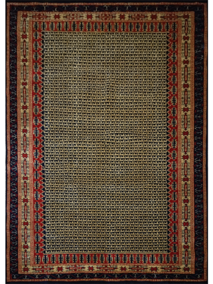 5×7 ft Black Hand Knotted Kanta Rug Wool