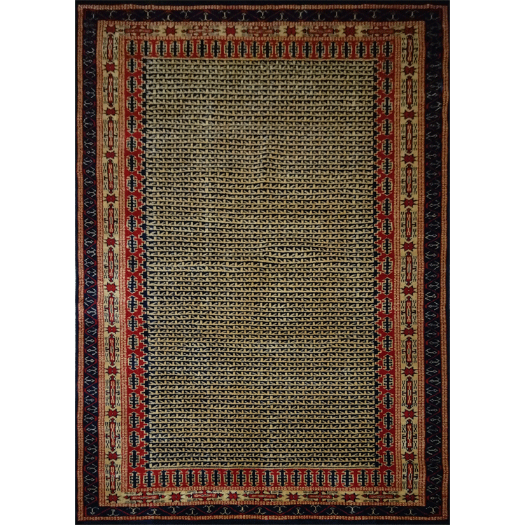 5×7 ft Black Hand Knotted Kanta Rug Wool