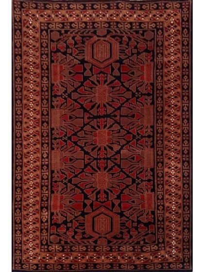 4×6 Feet Handmade Kenkda Wool Rug Black