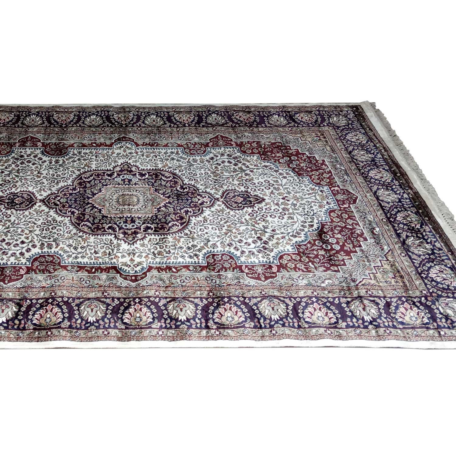 6×9 Feet Handmade Rug Royal White Hand Knotted Persian Rug - Image 6