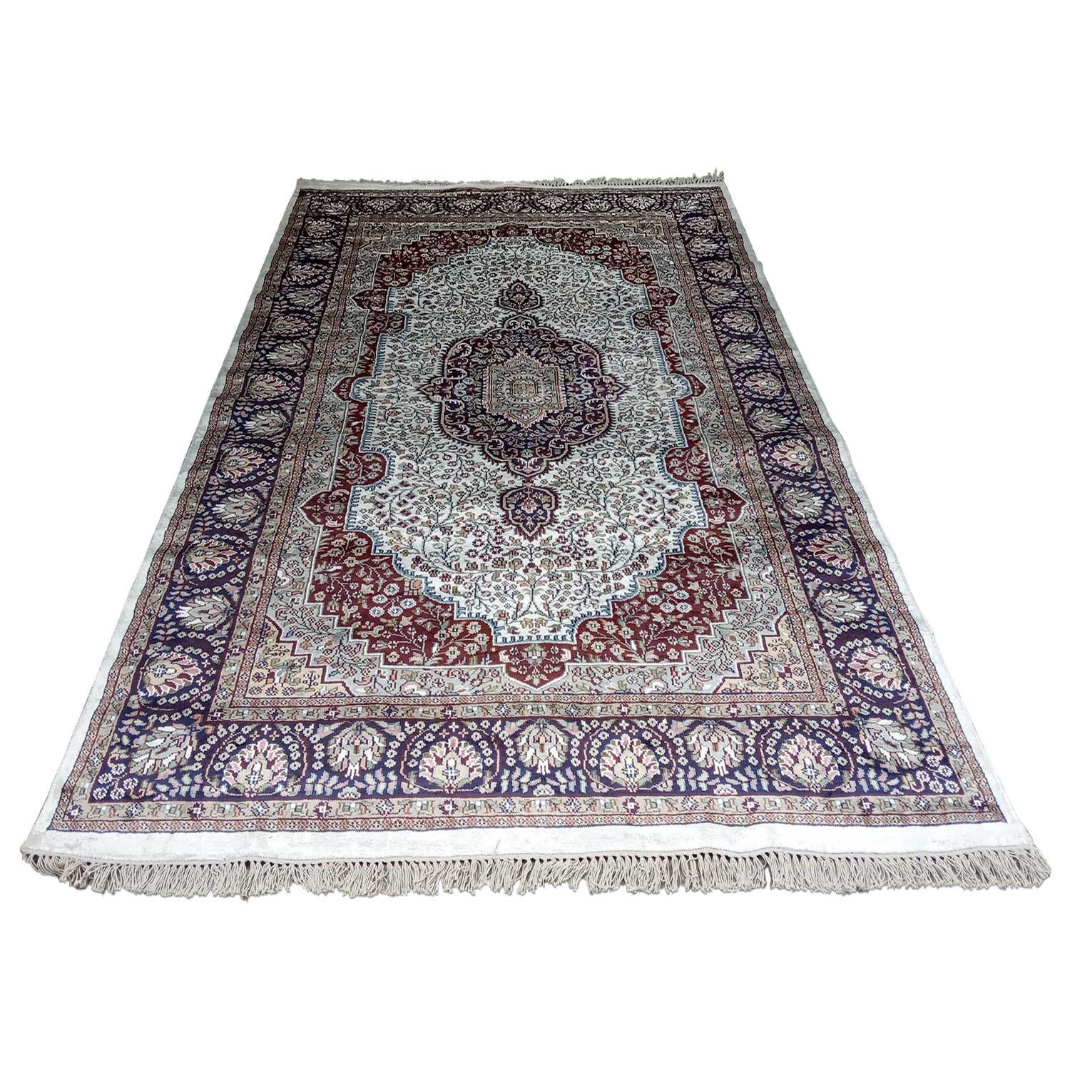 6×9 Feet Handmade Rug Royal White Hand Knotted Persian Rug - Image 3
