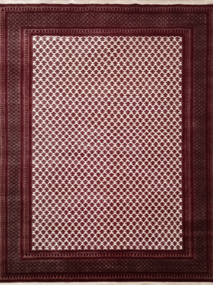 8×10 Feet Wool White Hand Knotted Rug Lichi