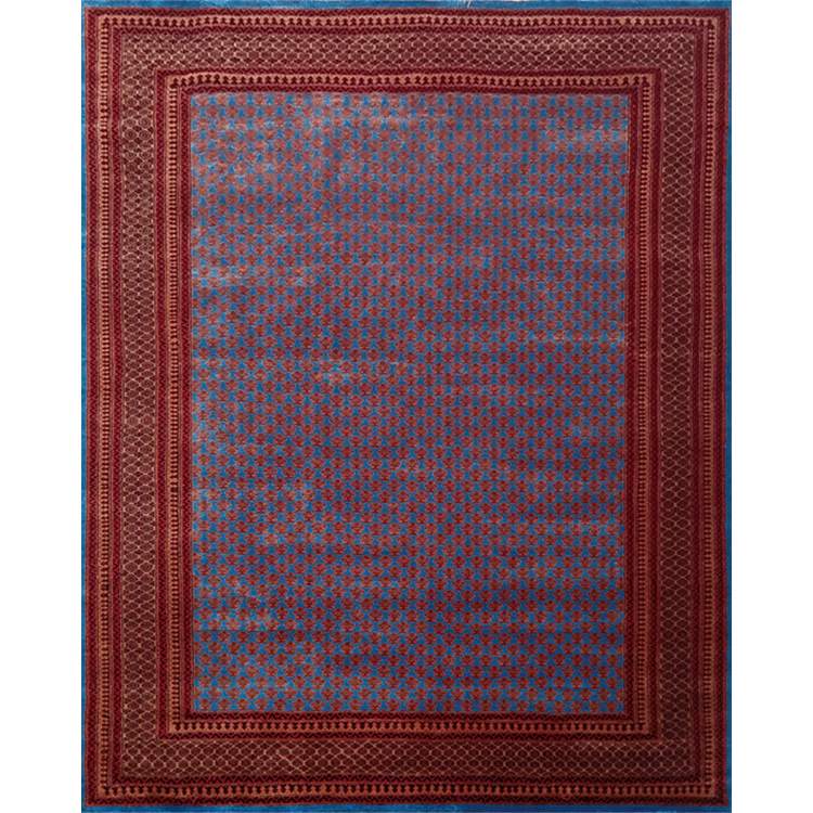 8x10 Feet Handmade Wool Rug Royal Blue Lichi Hand Knotted Rug Traditional Luxury