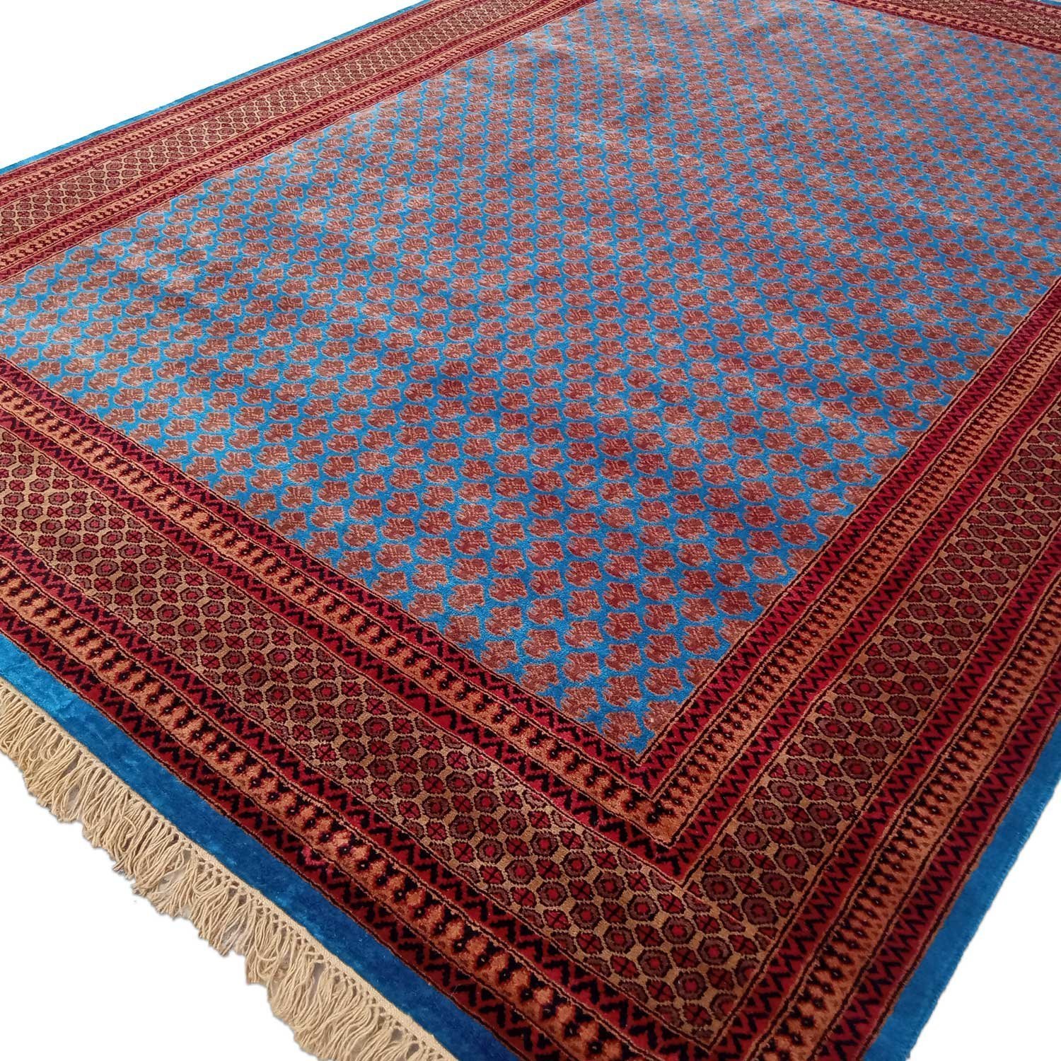 8x10 Feet Handmade Wool Rug Royal Blue Lichi Hand Knotted Rug Traditional Luxury - Image 4