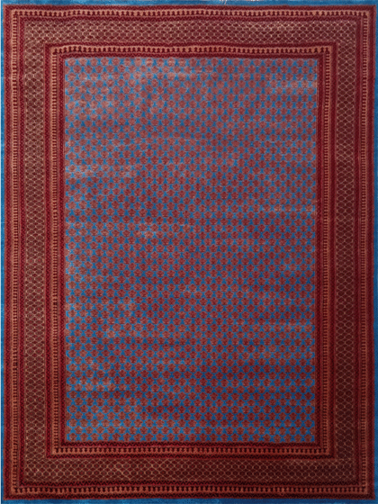 9×12 Feet Hand Knotted Wool Rug Blue Lichi