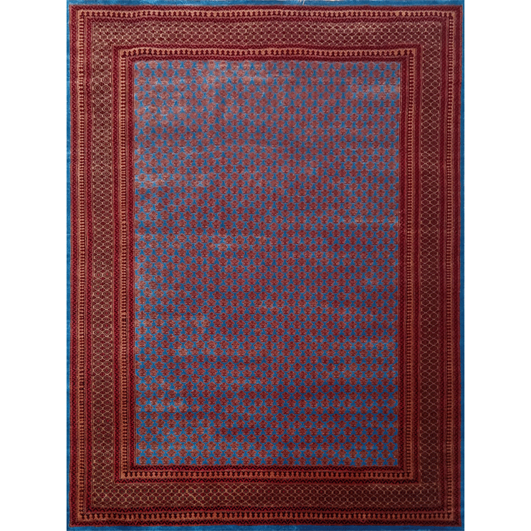 9×12 Feet Hand Knotted Wool Rug Blue Lichi