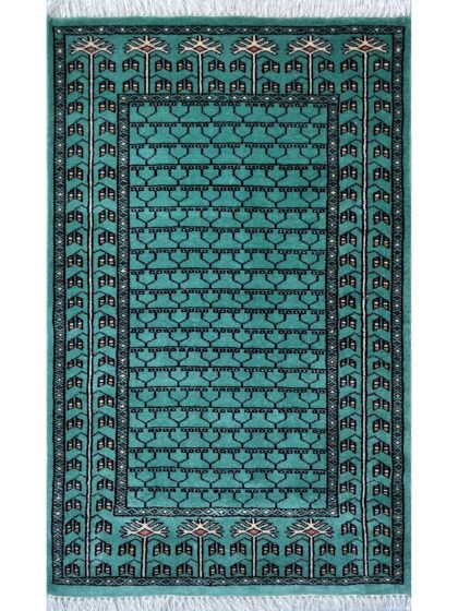 Handmade 2.5x4ft Pista Blue Parda Wool Rug – Hand Knotted Traditional Accent Rug