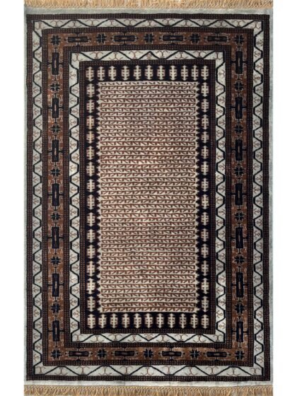 Handmade 4x6ft Fade Gray Kanta Tribal Wool Rug – Hand Knotted Tribal Area Rug for Living Room