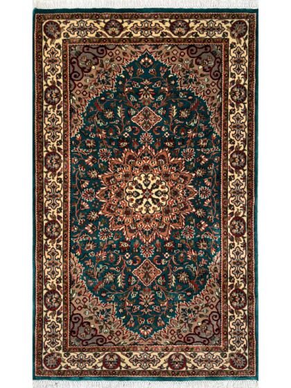 Handmade 4x6ft Teal Wool Rug – Hand Knotted Oriental Area Carpet for Living Room & Bedroom