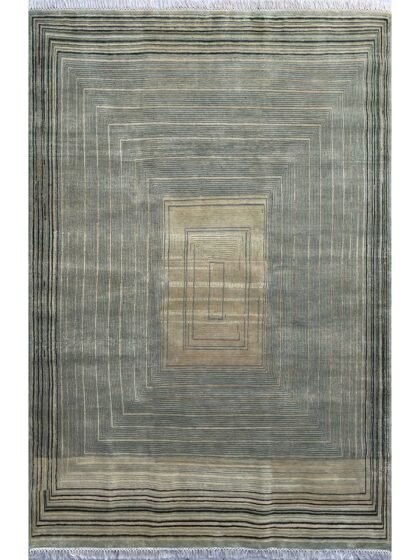 Handmade 6x9ft Olive Wool Rug – Hand Knotted Modern Area Rug for Living Room & Office