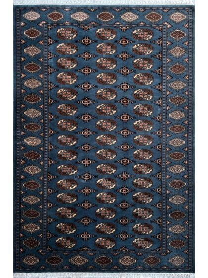 Handmade 6x9ft Bokara Bluish Gray Wool Rug – Hand Knotted Traditional Area Carpet