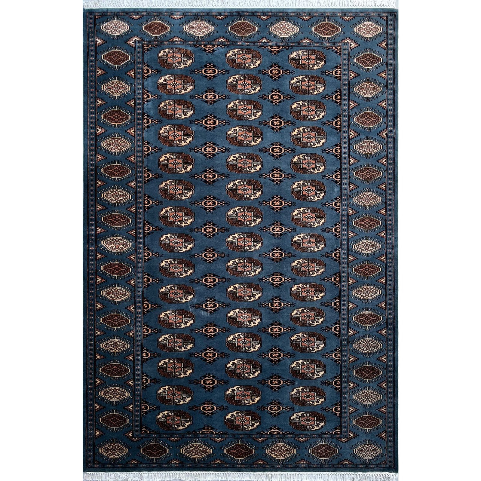 Handmade 6x9ft Bokara Bluish Gray Wool Rug – Hand Knotted Traditional Area Carpet