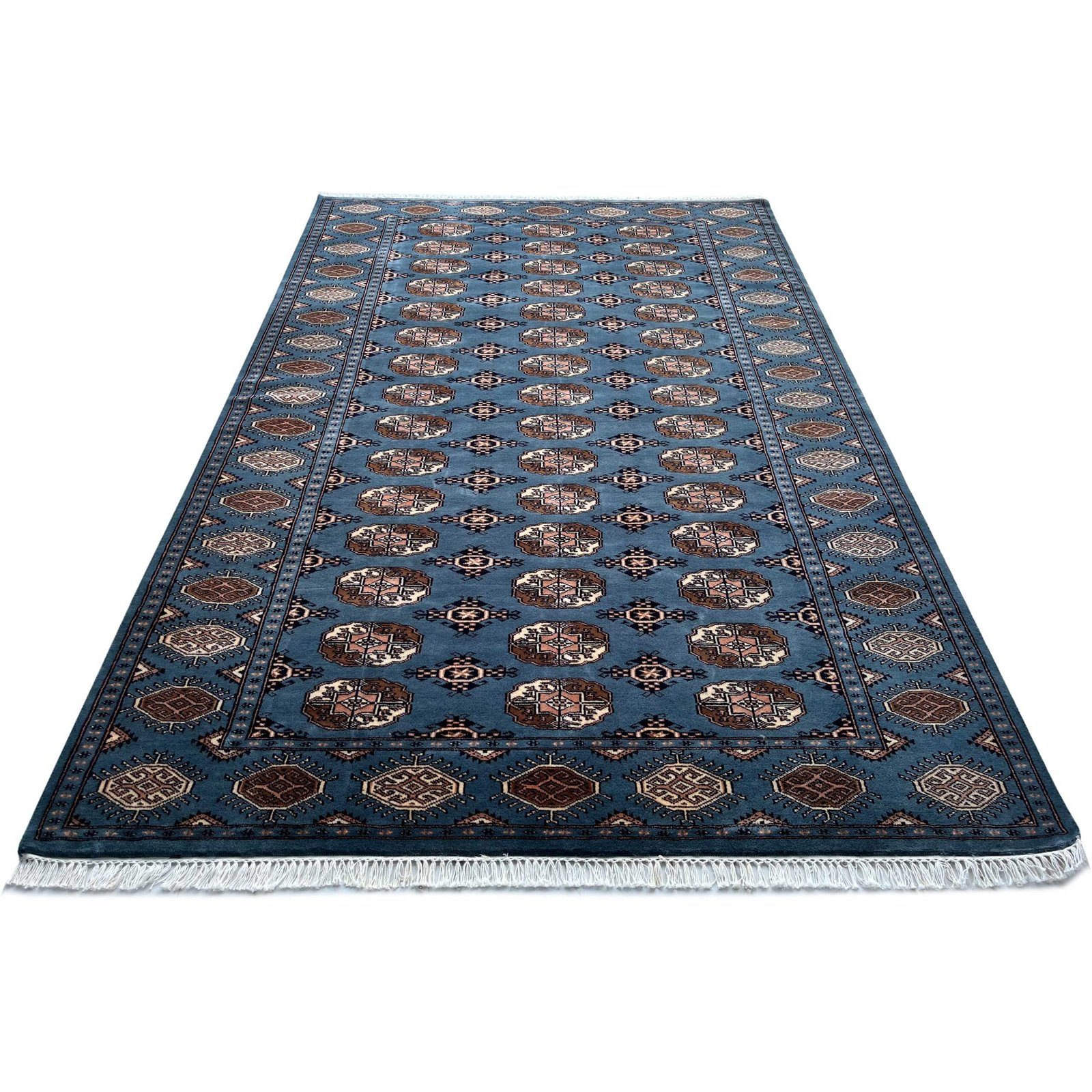 Handmade 6x9ft Bokara Bluish Gray Wool Rug – Hand Knotted Traditional Area Carpet - Image 9