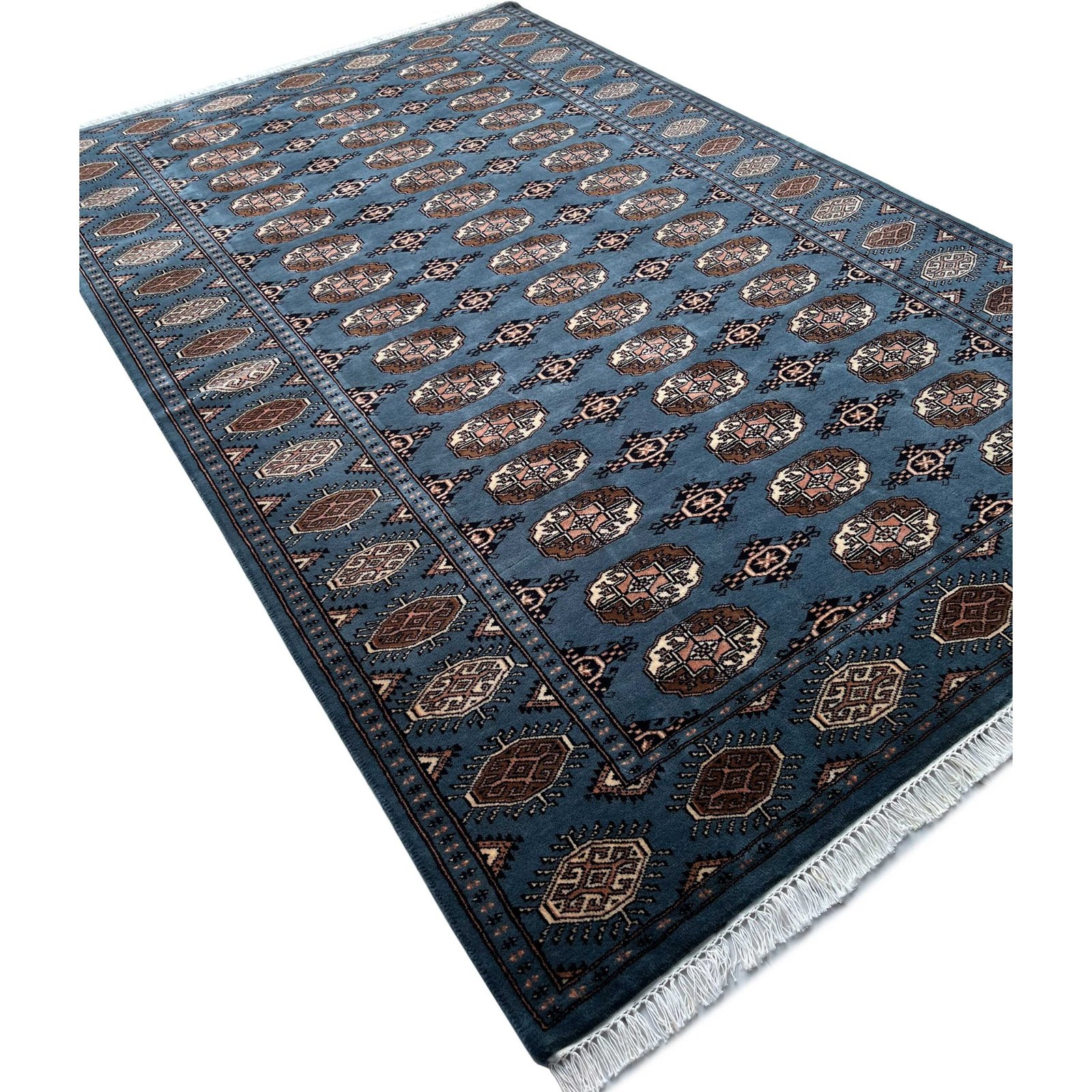 Handmade 6x9ft Bokara Bluish Gray Wool Rug – Hand Knotted Traditional Area Carpet - Image 8