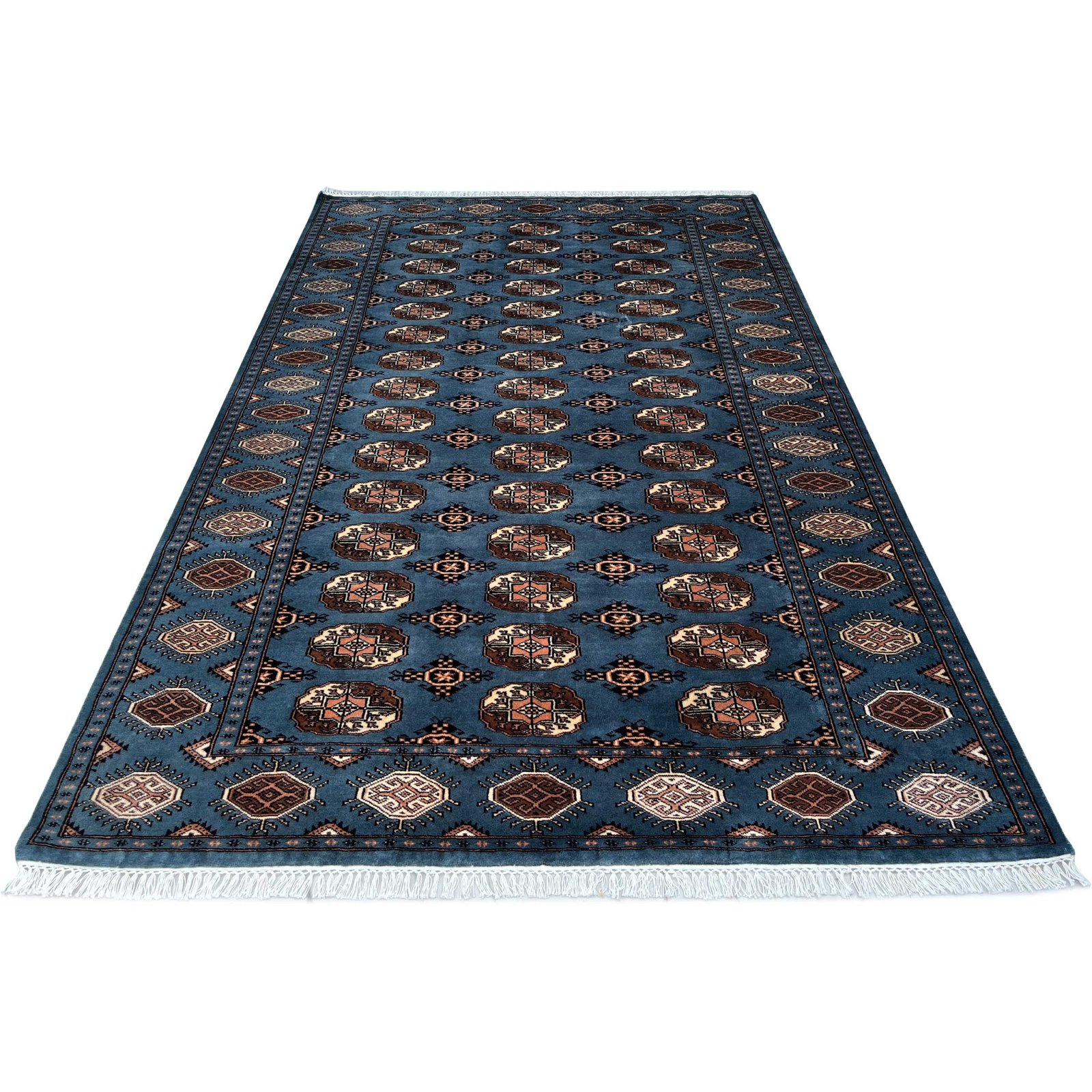 Handmade 6x9ft Bokara Bluish Gray Wool Rug – Hand Knotted Traditional Area Carpet - Image 7